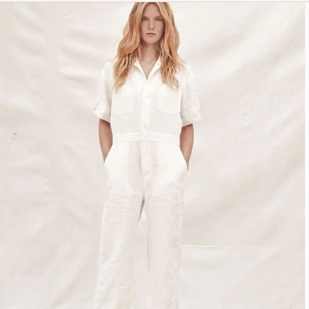 NWT Christy Dawn Penny Linen Blend Painters Jumpsuit Pants